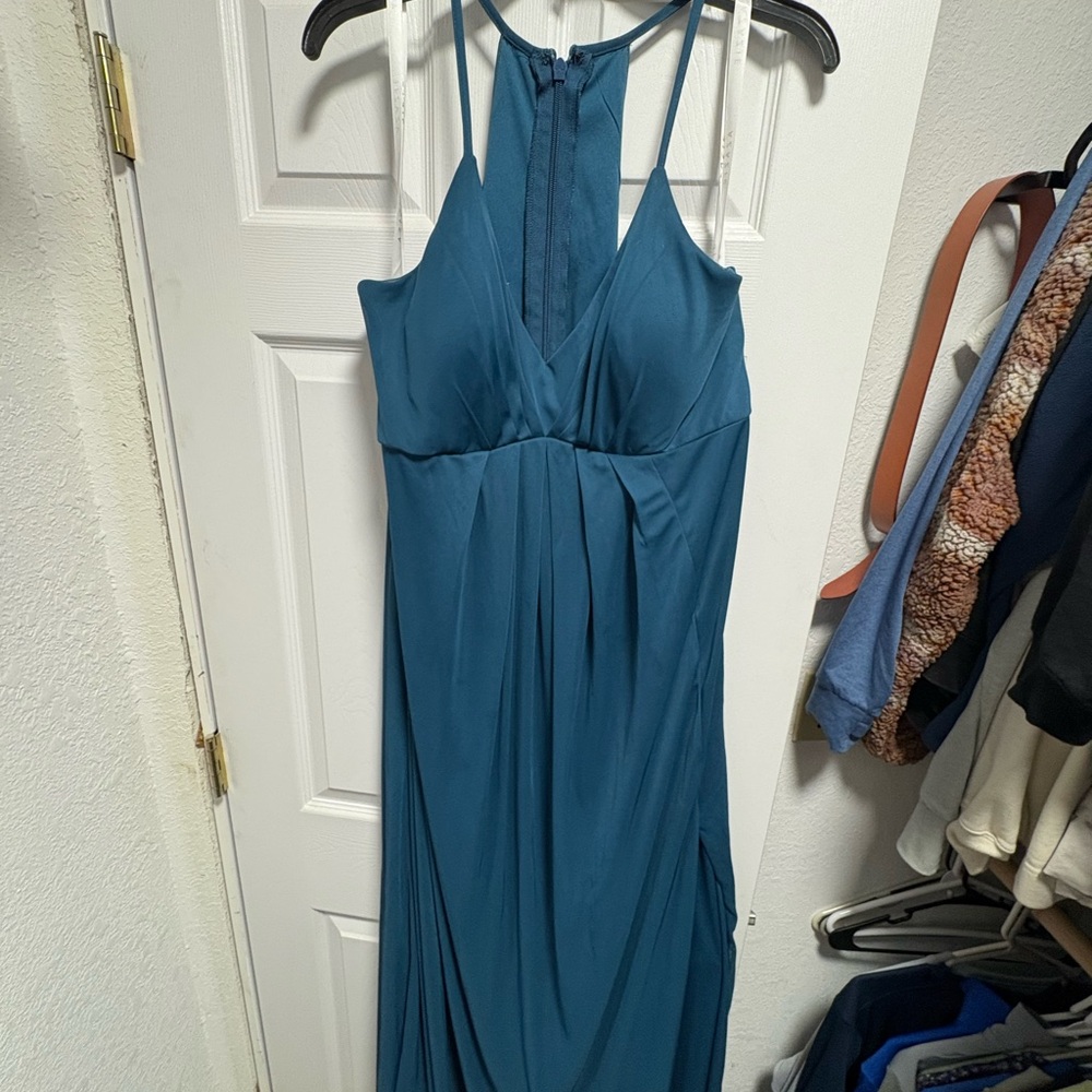 Azazie Annabelle ink blue Backless Dress